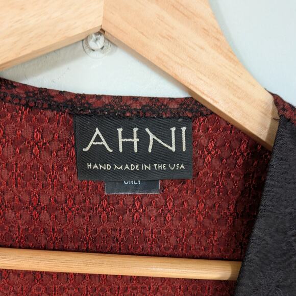 Y2K Patchwork Cardigan Topper Jacket Red Black Artsy Eclectic Lace Mesh Asian - Picture 8 of 11